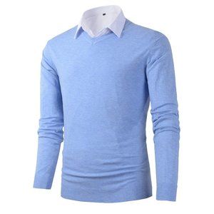 Mens Casual V-Neck Pullover Sweater
